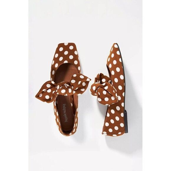 Jeffrey Campbell Shoes - NEW JEFFREY CAMPBELL PRINTED BOW FLATS BROWN POLKA DOT